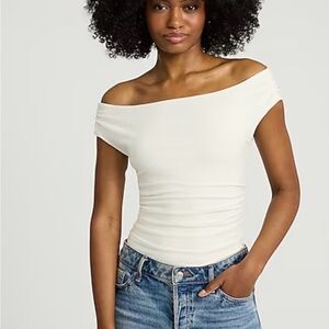 Express Body Contour Stretch Cotton Off The Shoulder Bodysuit
